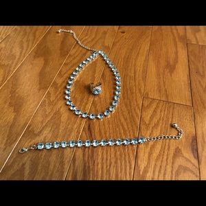 Swarovski crystal jewlery set- Aquamarine 8.5 mm